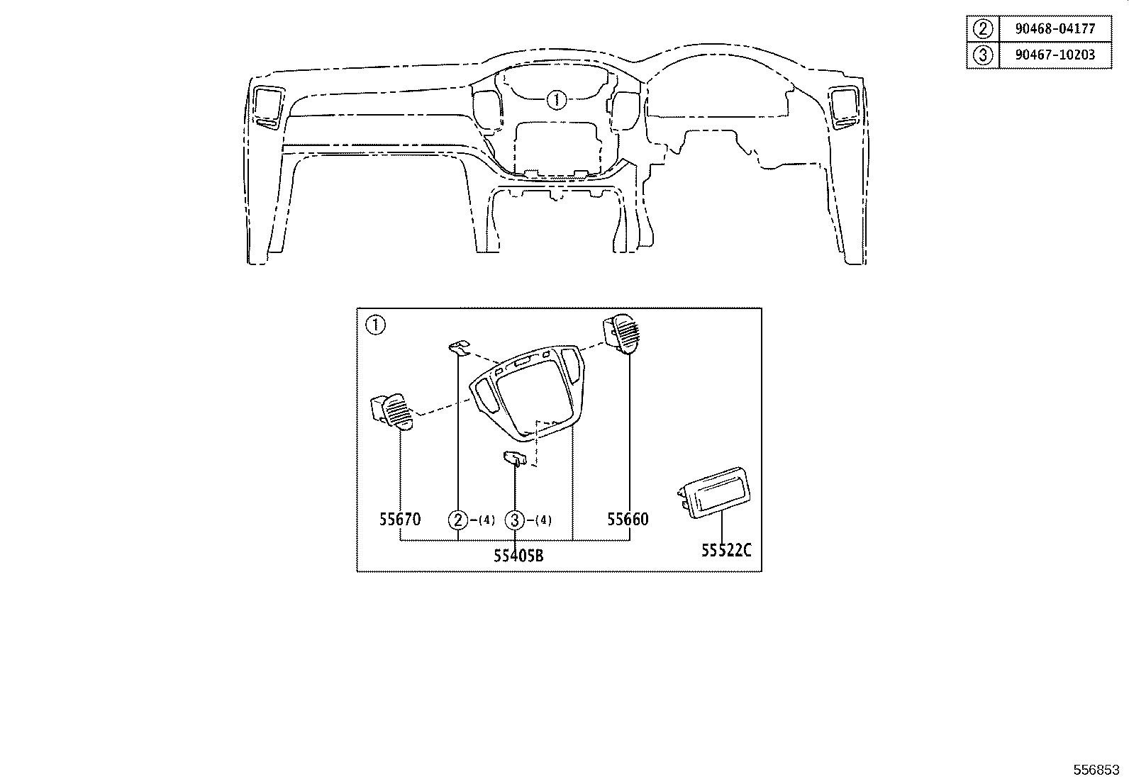 55306-48030 BRACE SUB-ASSY, INSTRUMENT PANEL, NO.1 product image