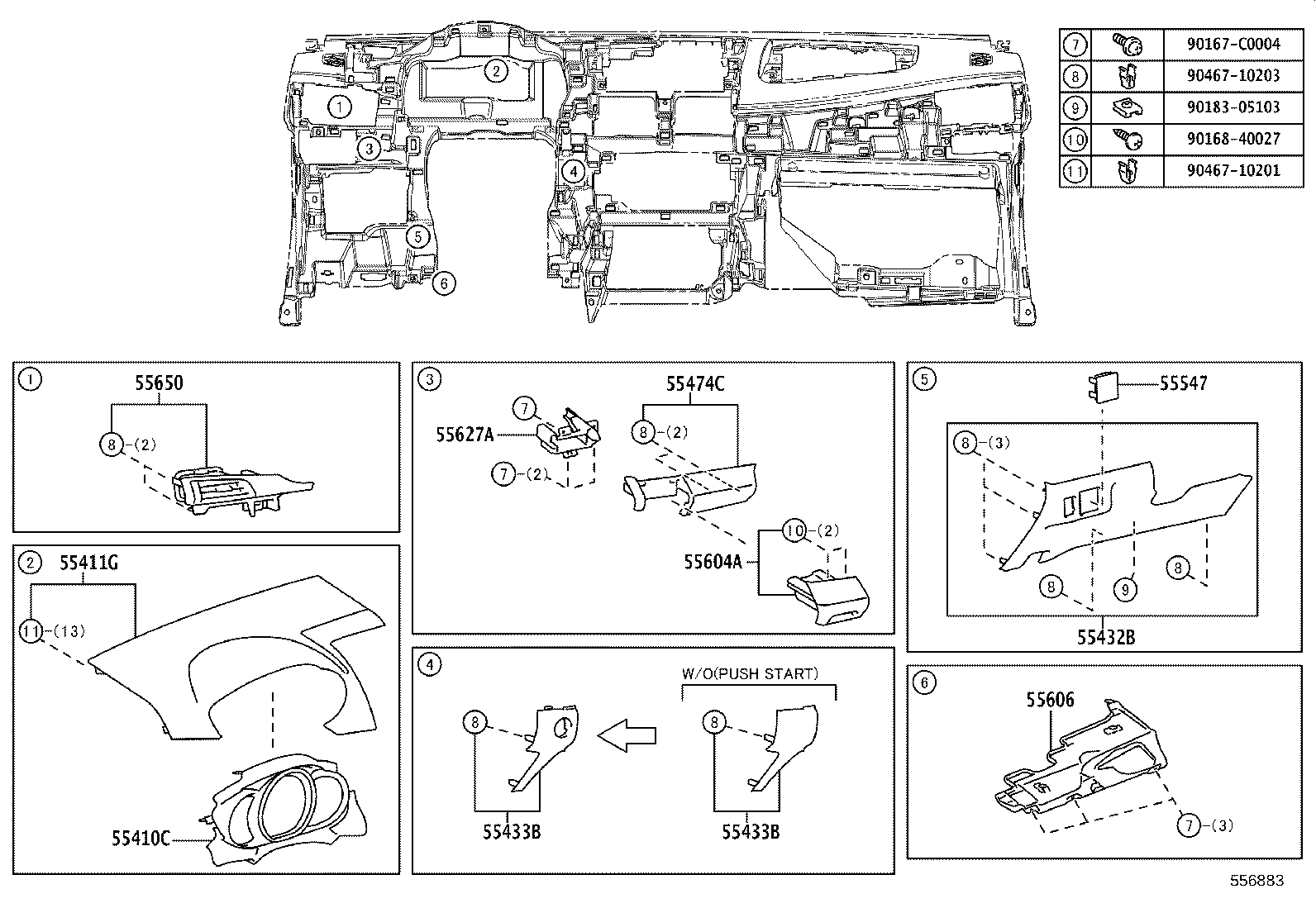 55306-0D240 BRACE SUB-ASSY, INSTRUMENT PANEL, NO.1 product image