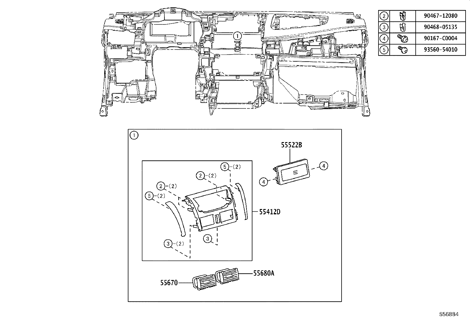 55306-0D240 BRACE SUB-ASSY, INSTRUMENT PANEL, NO.1 product image
