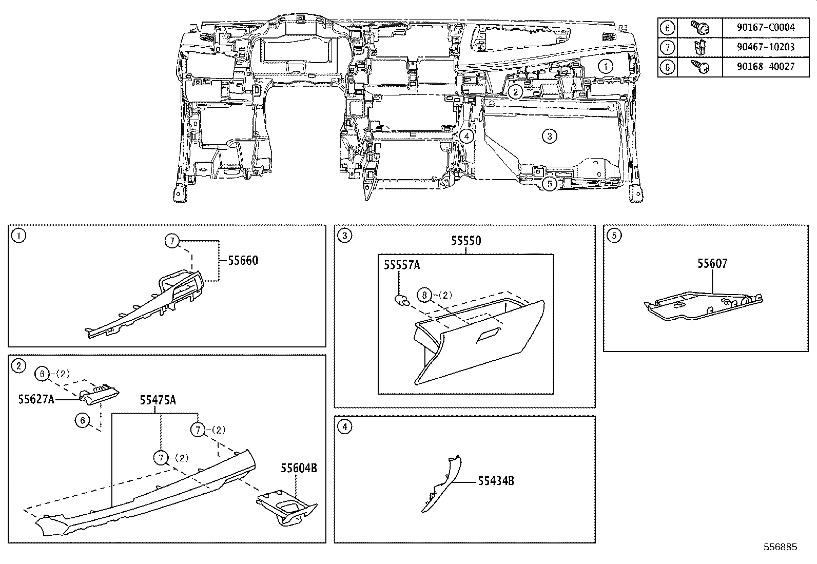 55306-0D240 BRACE SUB-ASSY, INSTRUMENT PANEL, NO.1 product image