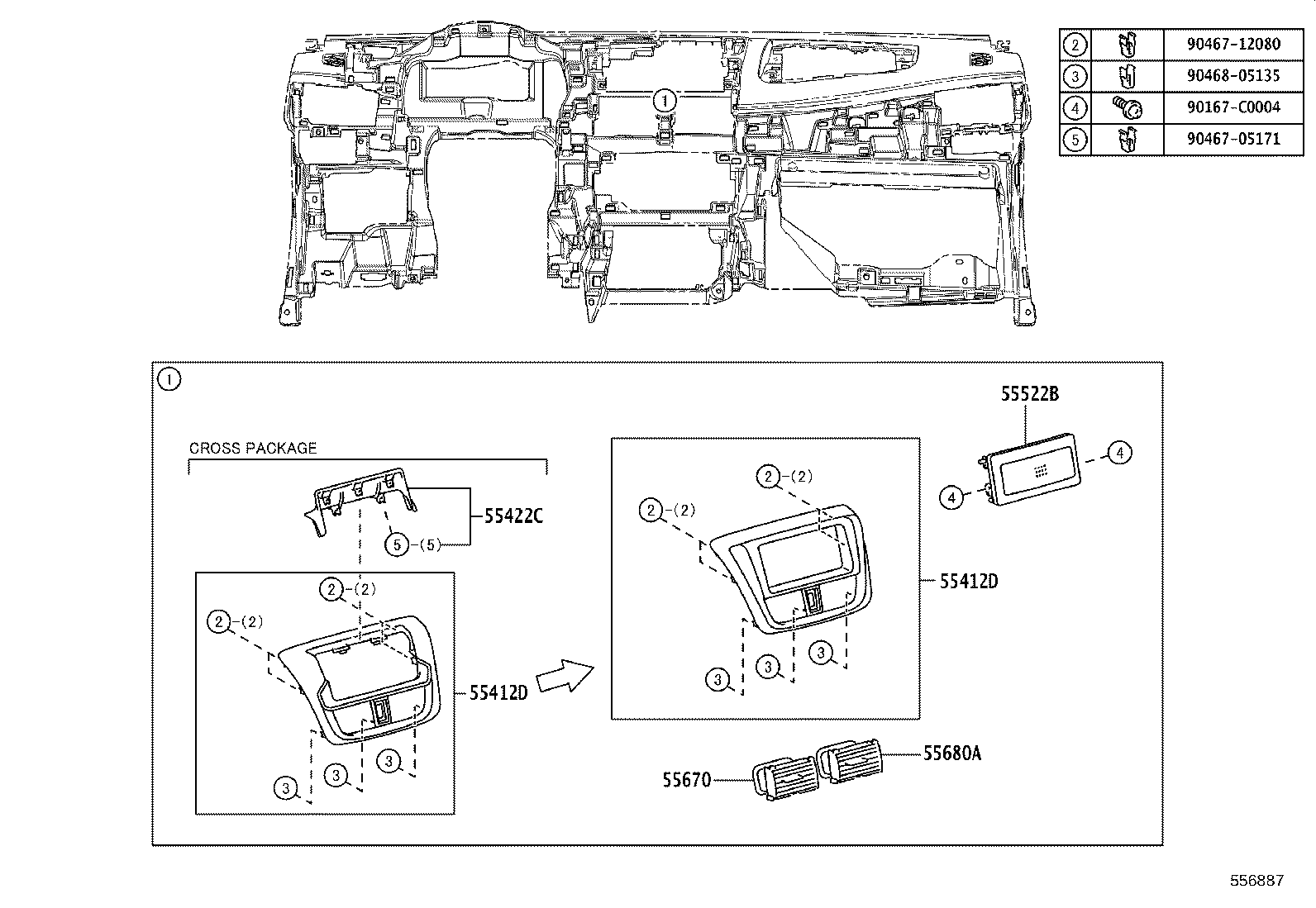 55306-0D240 BRACE SUB-ASSY, INSTRUMENT PANEL, NO.1 product image