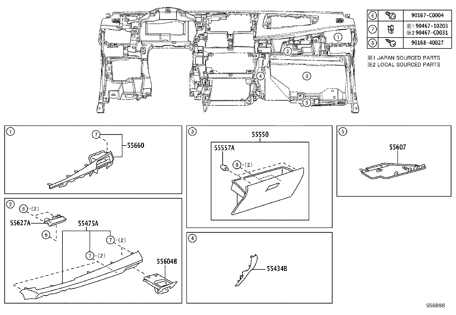 55306-0D240 BRACE SUB-ASSY, INSTRUMENT PANEL, NO.1 product image