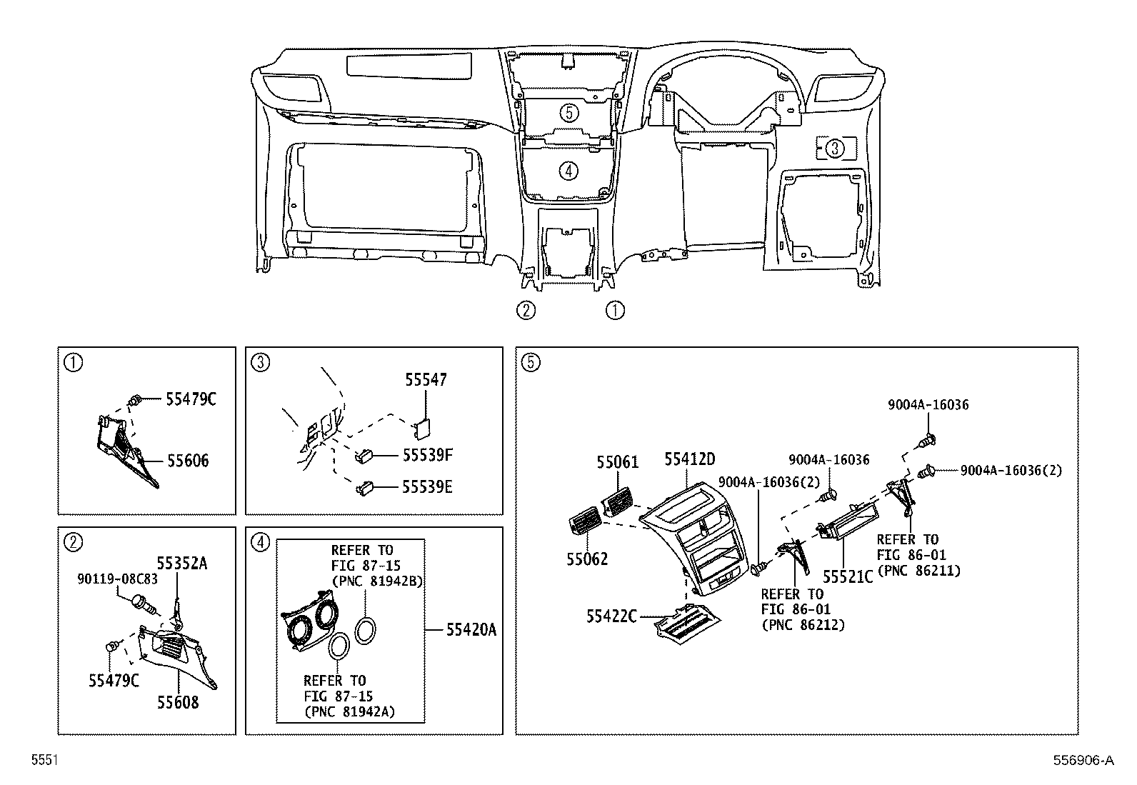 55357-BZ070 CUSHION, INSTRUMENT PANEL, NO.3 product image