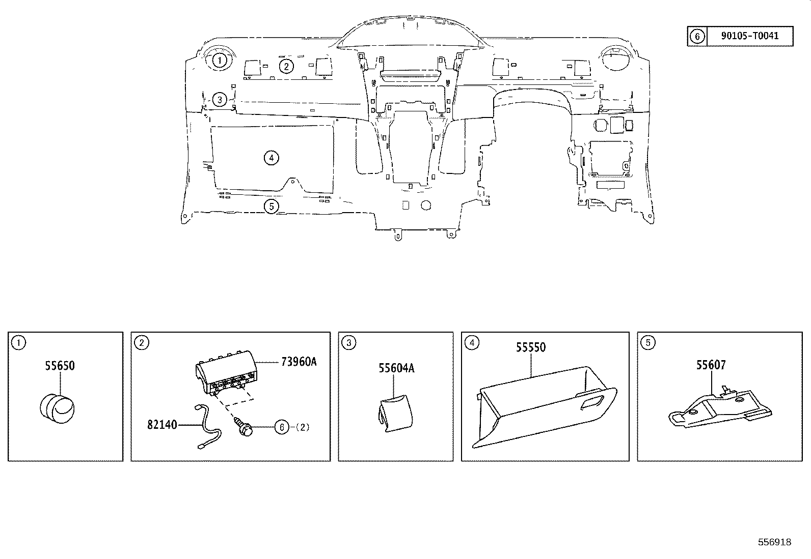 55306-0D130 BRACE SUB-ASSY, INSTRUMENT PANEL, NO.1 product image