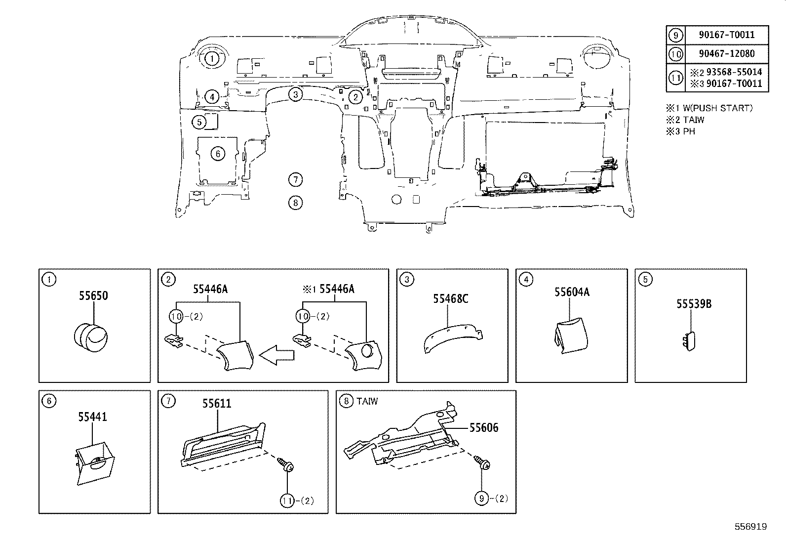 55306-0D130 BRACE SUB-ASSY, INSTRUMENT PANEL, NO.1 product image