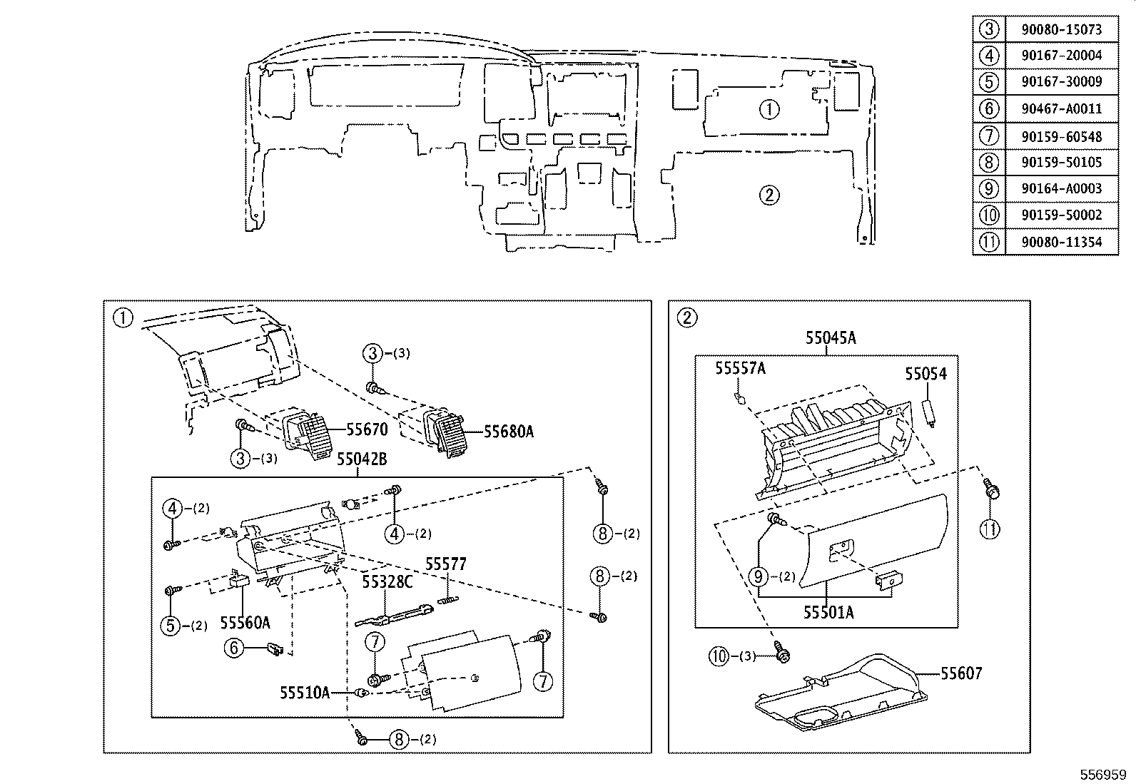 55042-0C011-C0 DOOR SUB-ASSY, INSTRUMENT PANEL BOX, NO.2 product image