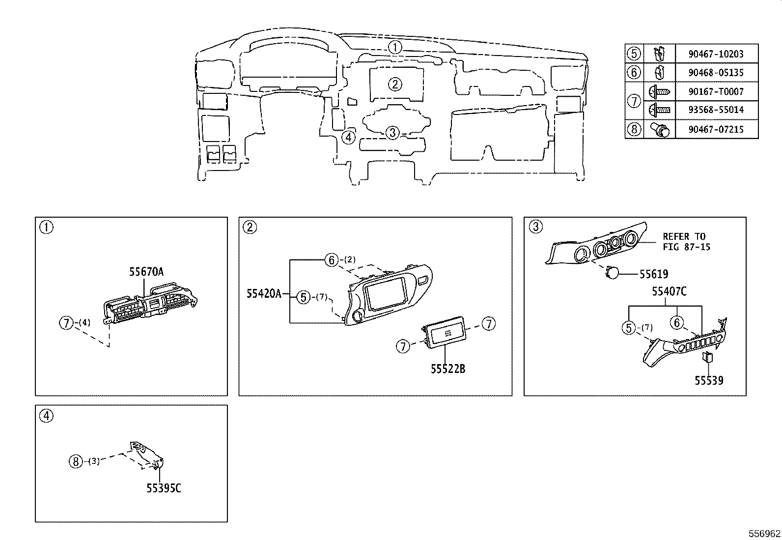 55054-0K050 STOPPER SUB-ASSY, GLOVE COMPARTMENT DOOR product image