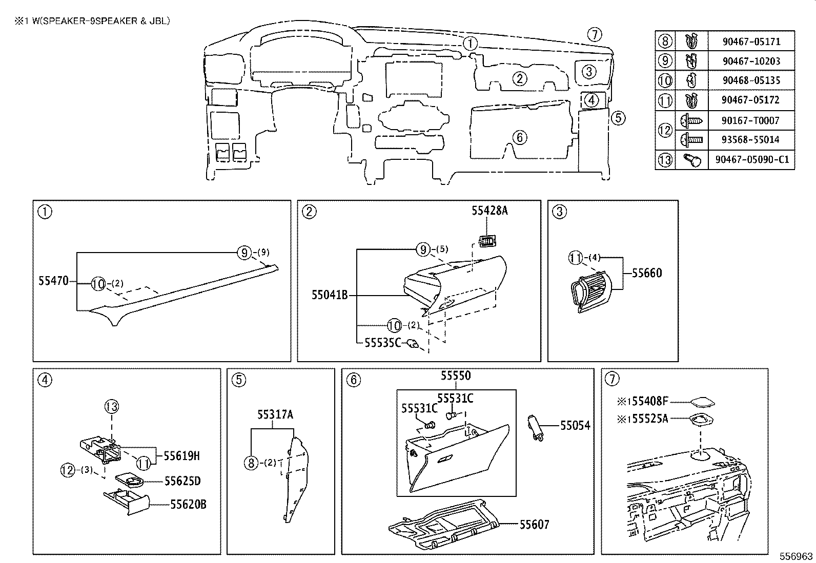 55054-0K050 STOPPER SUB-ASSY, GLOVE COMPARTMENT DOOR product image