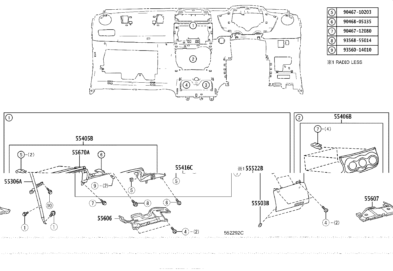 55302-52090-B0 PANEL SUB-ASSY, INSTRUMENT, UPPER product image