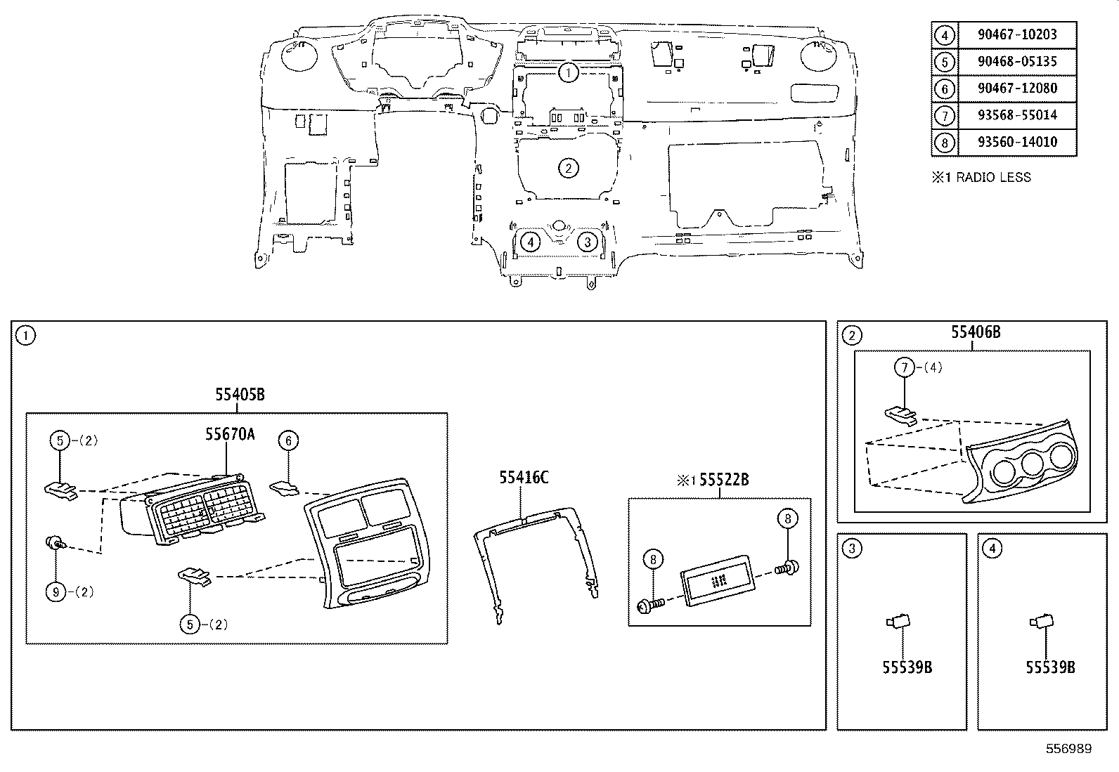 55302-52090-B0 PANEL SUB-ASSY, INSTRUMENT, UPPER product image