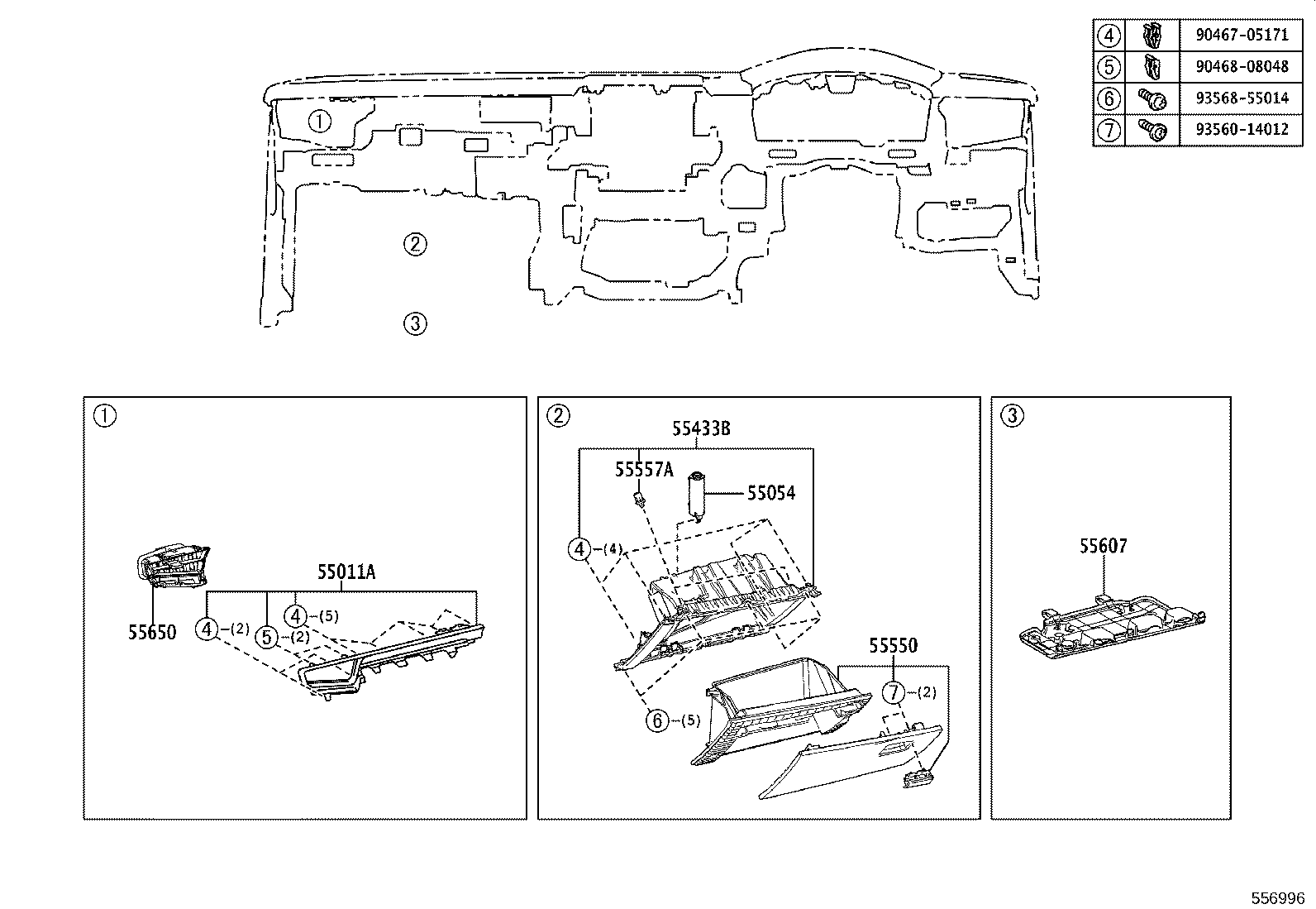 55307-12460 BRACE SUB-ASSY, INSTRUMENT PANEL, NO.2 product image