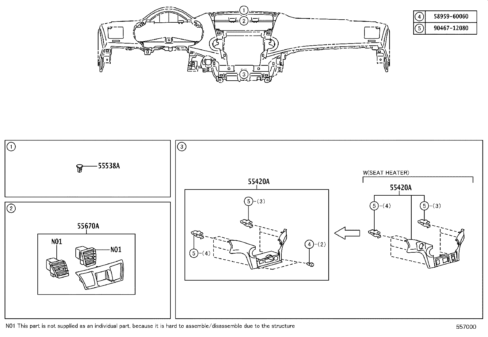 55306-48140 BRACE SUB-ASSY, INSTRUMENT PANEL, NO.1 product image