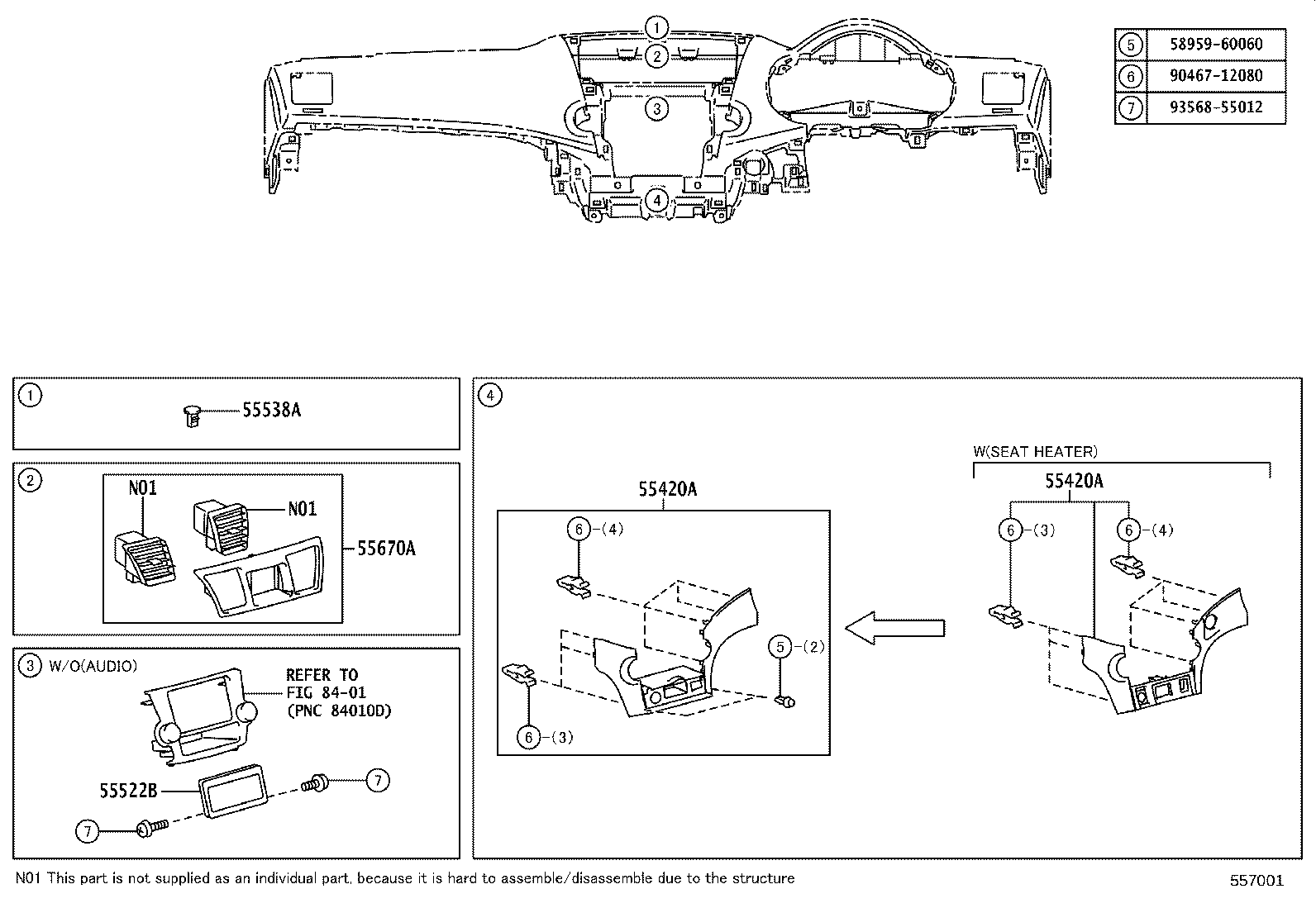 55306-48140 BRACE SUB-ASSY, INSTRUMENT PANEL, NO.1 product image