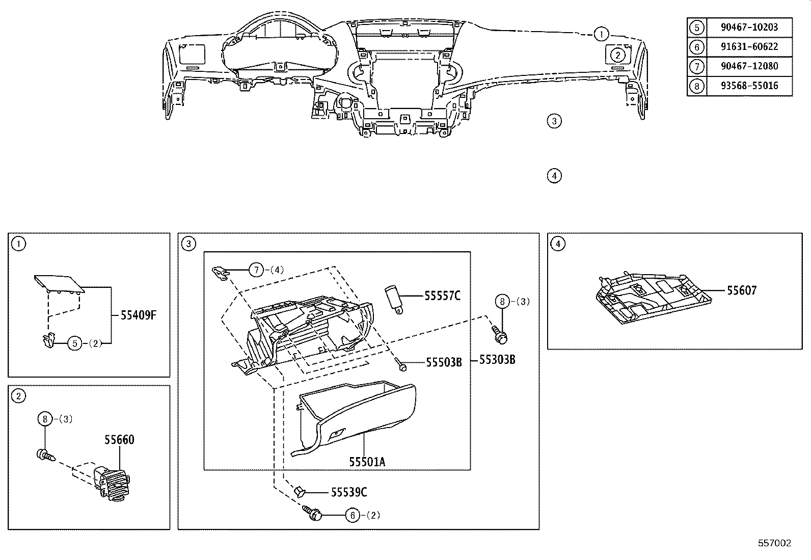 55306-48140 BRACE SUB-ASSY, INSTRUMENT PANEL, NO.1 product image