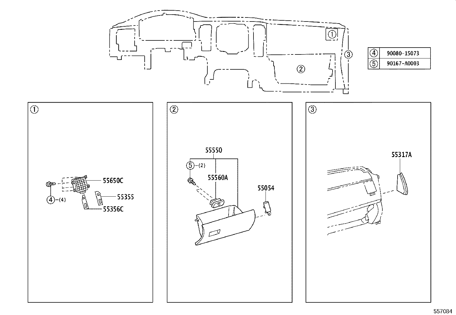 55054-04030 STOPPER SUB-ASSY, GLOVE COMPARTMENT DOOR product image