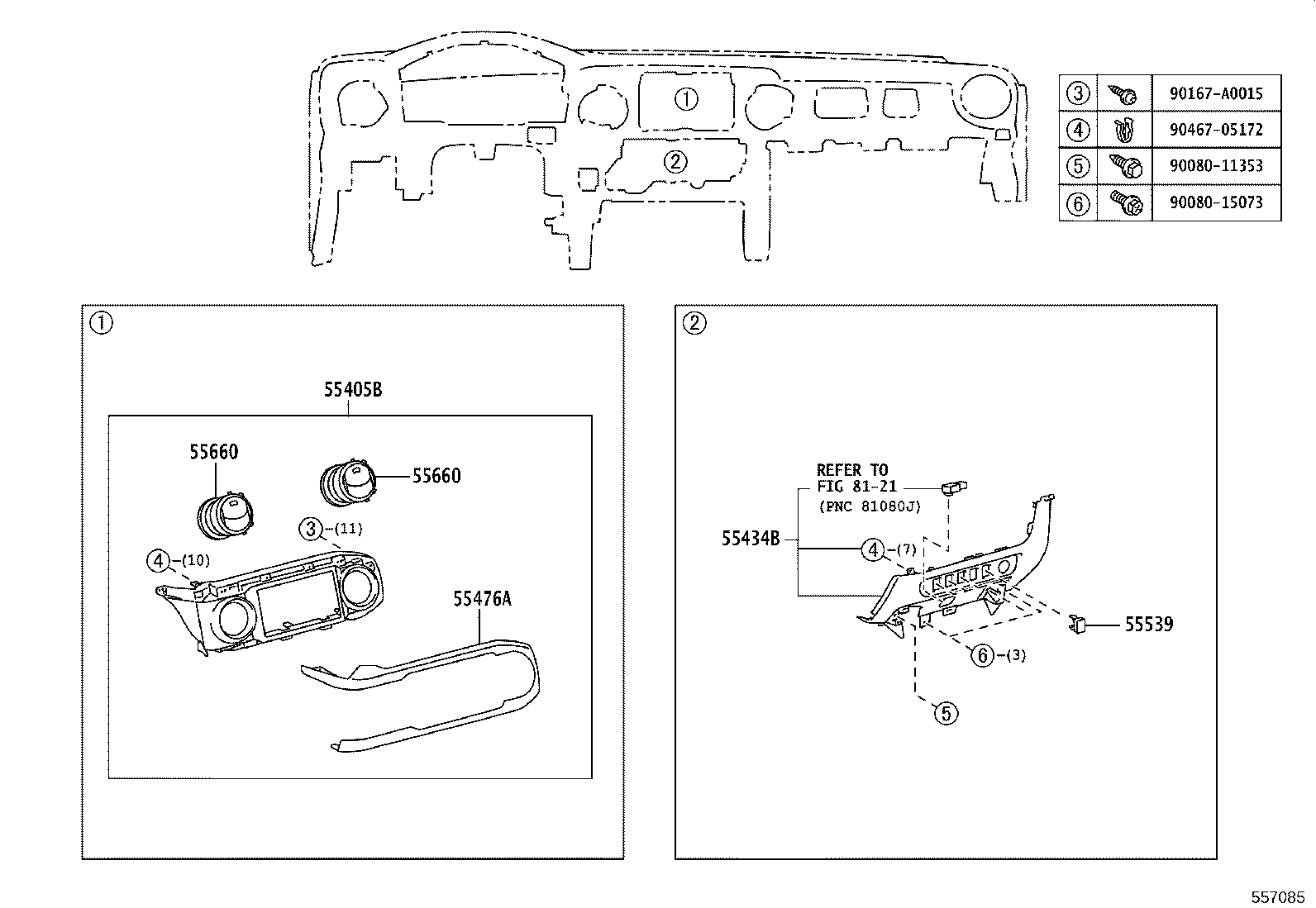 55054-04030 STOPPER SUB-ASSY, GLOVE COMPARTMENT DOOR product image