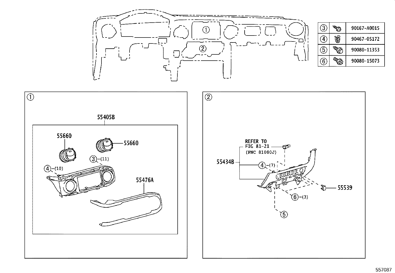 55054-04030 STOPPER SUB-ASSY, GLOVE COMPARTMENT DOOR product image