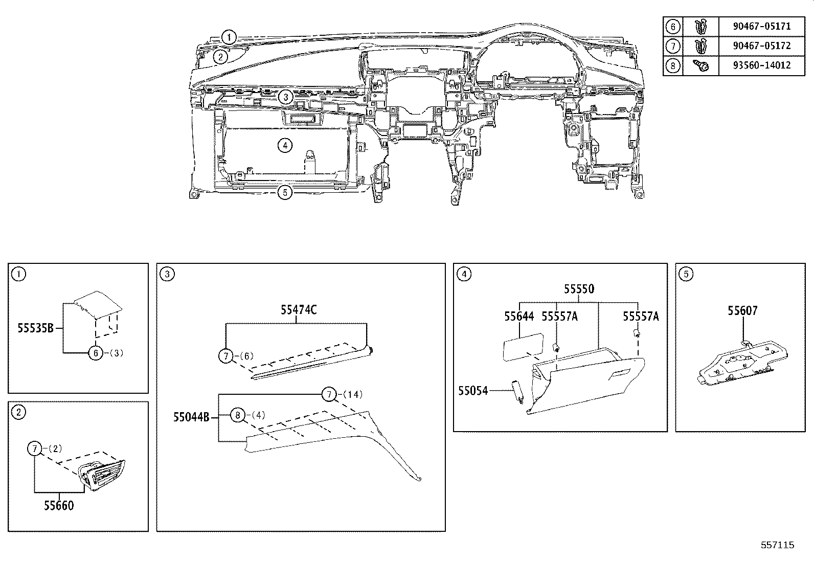 55405-48240 PANEL SUB-ASSY, INSTRUMENT CLUSTER FINISH, CENTER product image