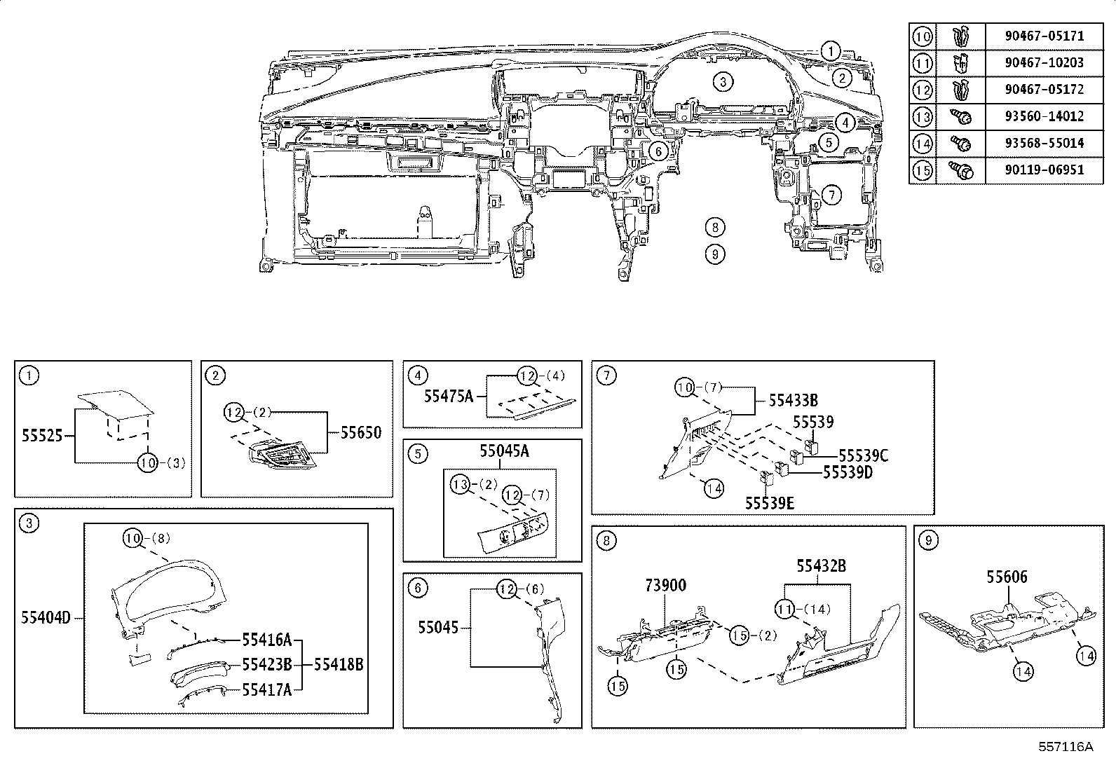 55405-48240 PANEL SUB-ASSY, INSTRUMENT CLUSTER FINISH, CENTER product image