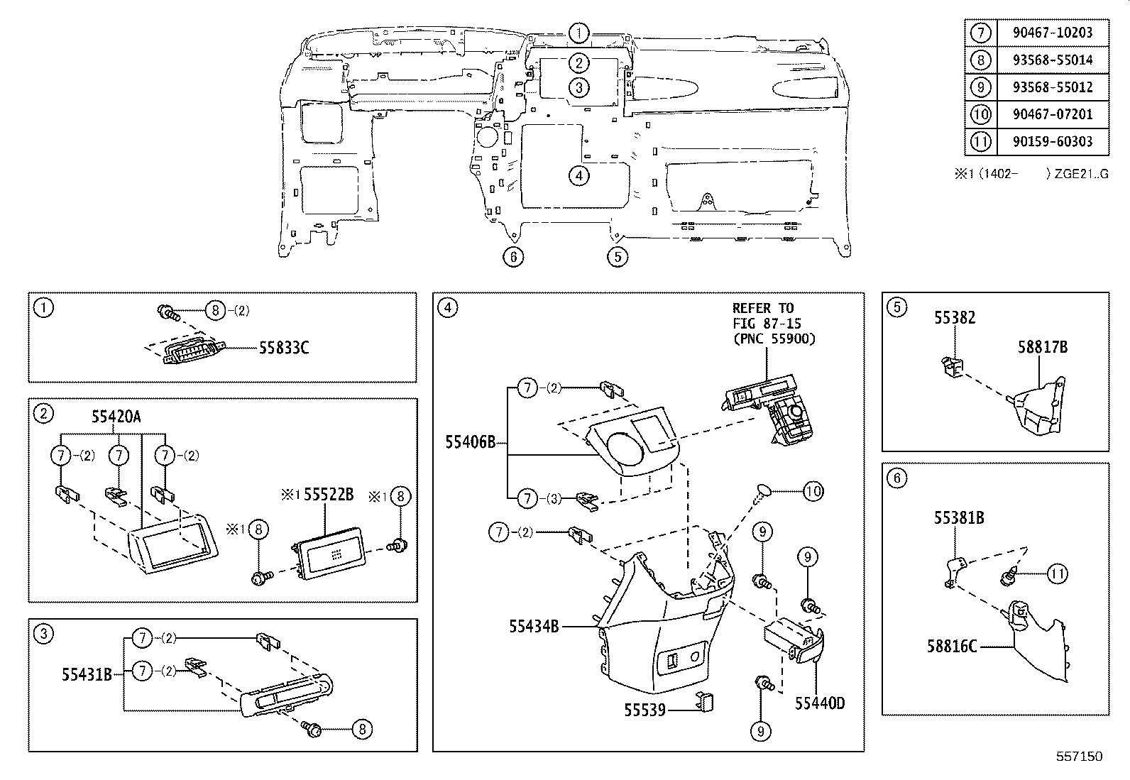 55406-0M030 PANEL SUB-ASSY, INSTRUMENT CLUSTER FINISH, LOWER CENTER product image