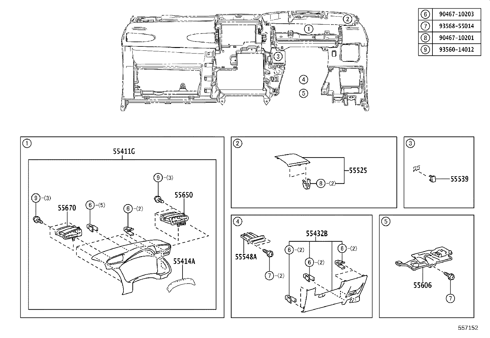55406-68040 PANEL SUB-ASSY, INSTRUMENT CLUSTER FINISH, LOWER CENTER product image