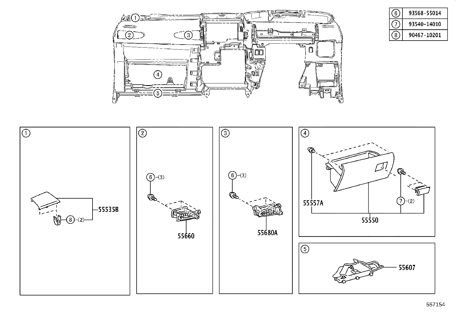 55406-68040 PANEL SUB-ASSY, INSTRUMENT CLUSTER FINISH, LOWER CENTER product image