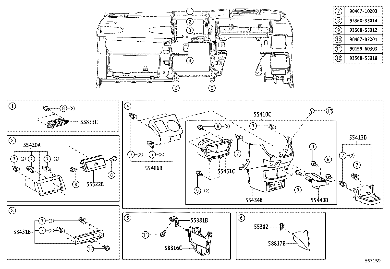 55406-68040 PANEL SUB-ASSY, INSTRUMENT CLUSTER FINISH, LOWER CENTER product image