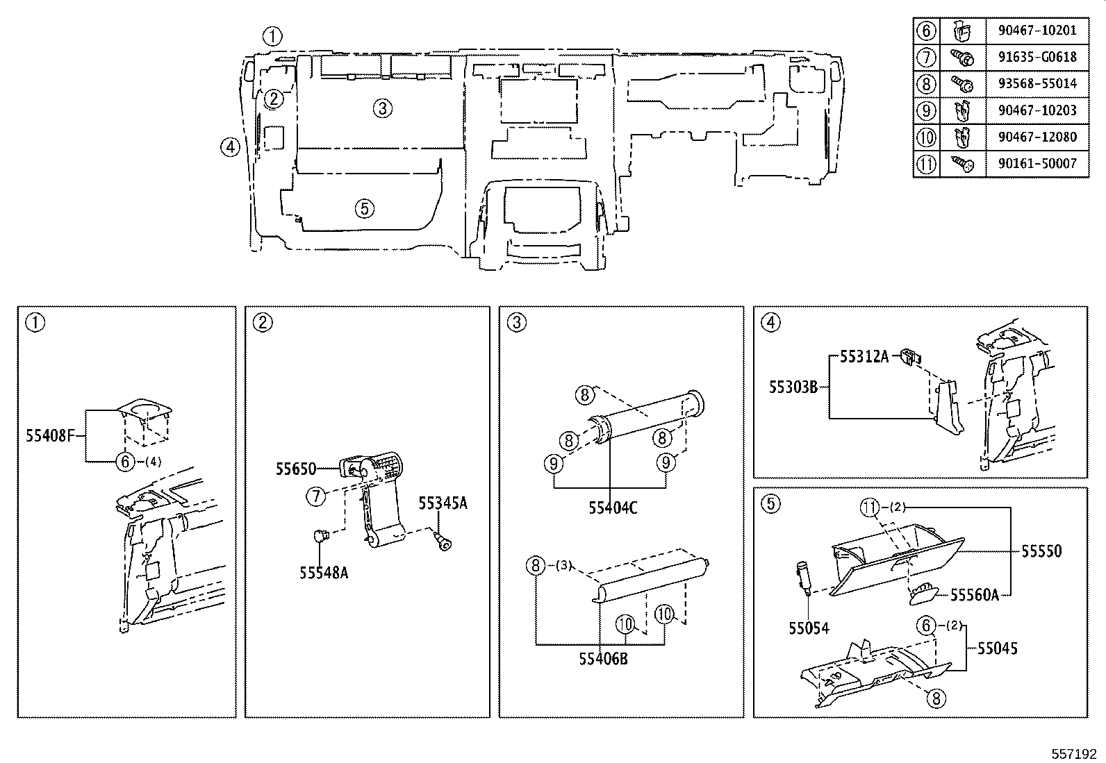 55042-35010-B0 DOOR SUB-ASSY, INSTRUMENT PANEL BOX, NO.2 product image