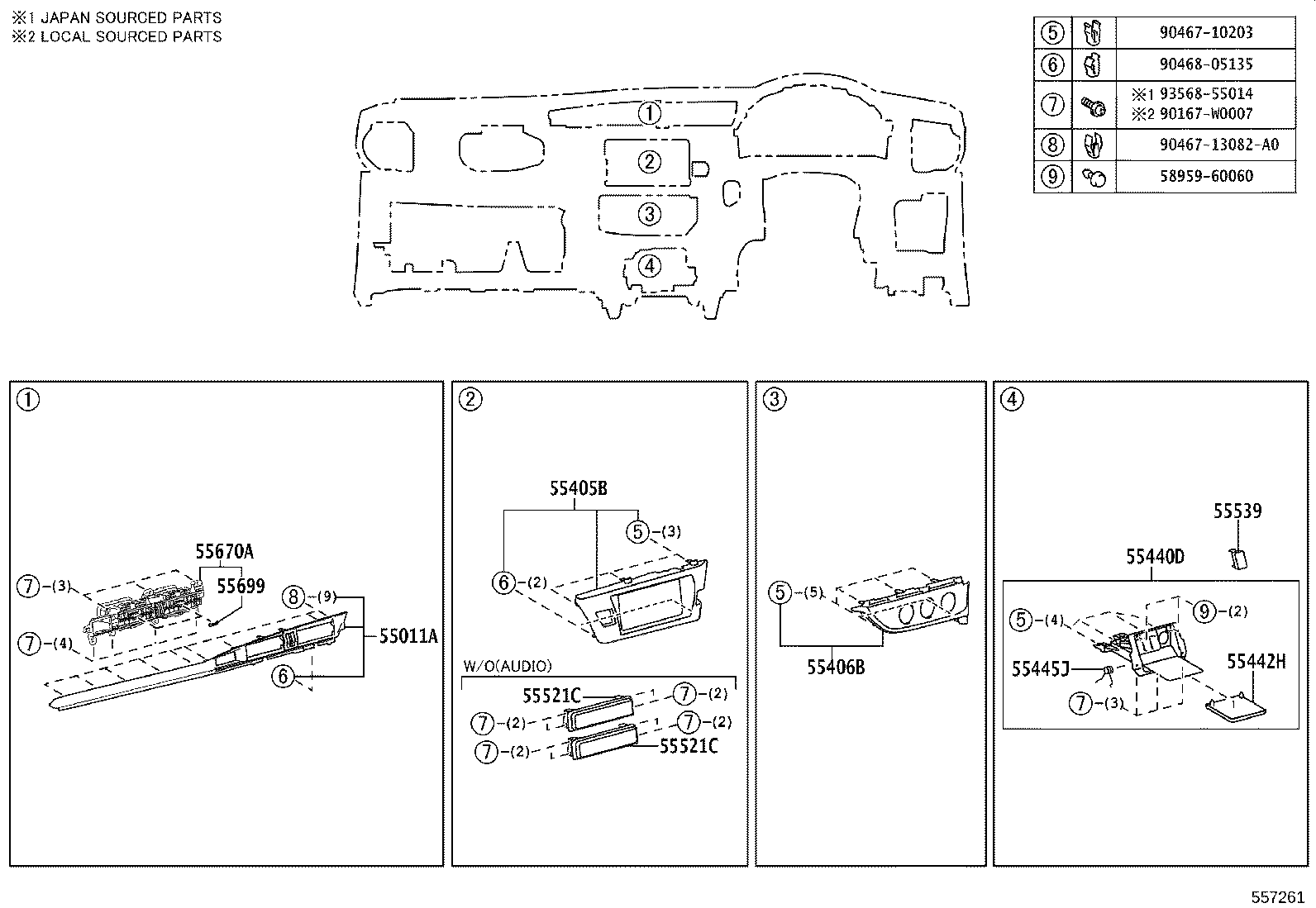 55405-02600-C2 PANEL SUB-ASSY, INSTRUMENT CLUSTER FINISH, CENTER product image