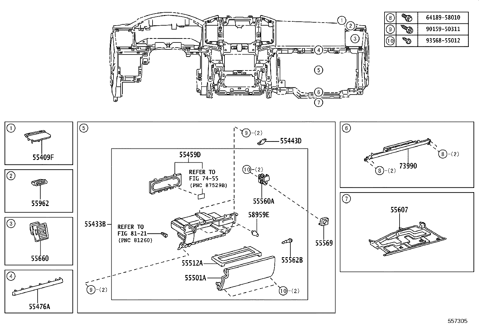 55405-60420 PANEL SUB-ASSY, INSTRUMENT CLUSTER FINISH, CENTER product image