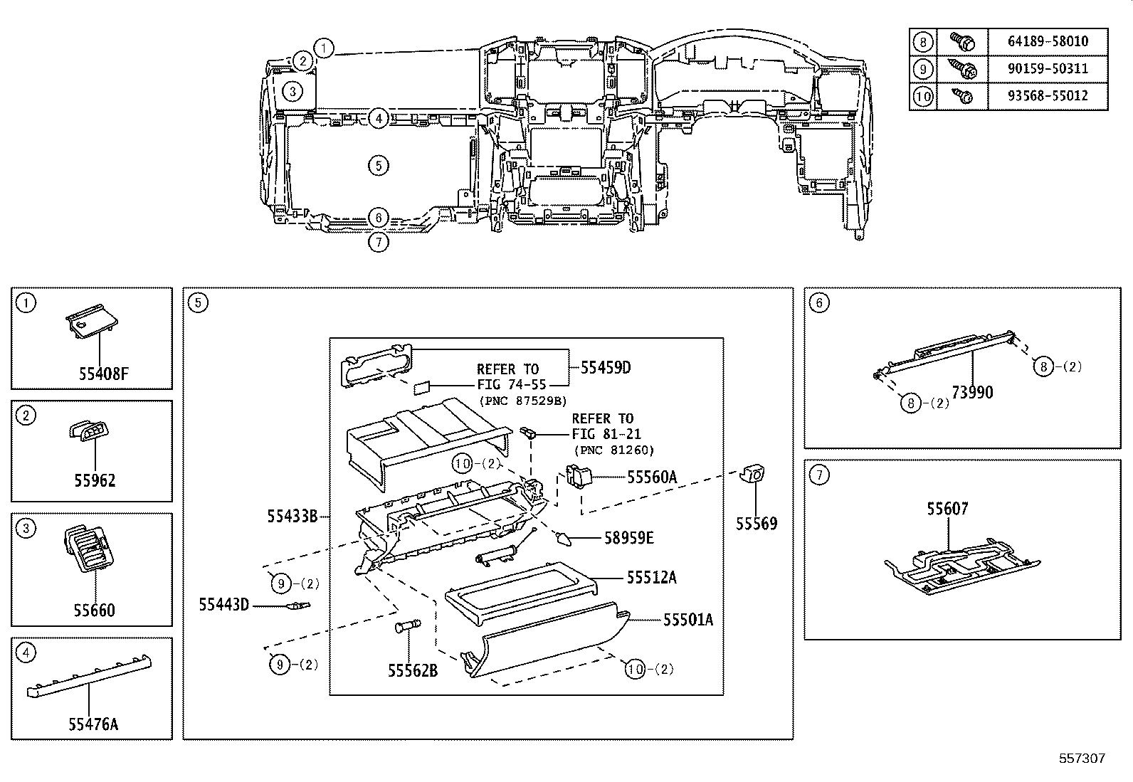 55405-60420 PANEL SUB-ASSY, INSTRUMENT CLUSTER FINISH, CENTER product image
