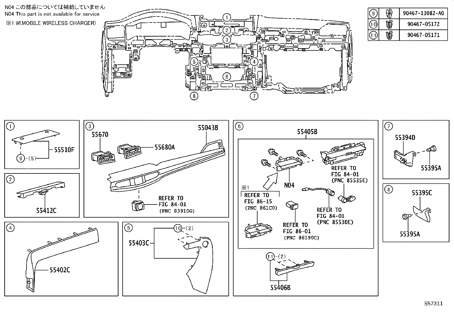 55405-60280 PANEL SUB-ASSY, INSTRUMENT CLUSTER FINISH, CENTER product image