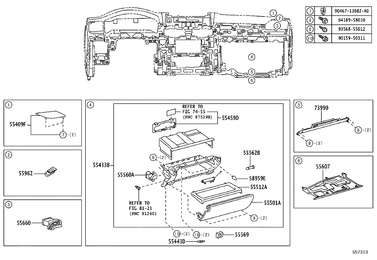 55405-60290 PANEL SUB-ASSY, INSTRUMENT CLUSTER FINISH, CENTER product image