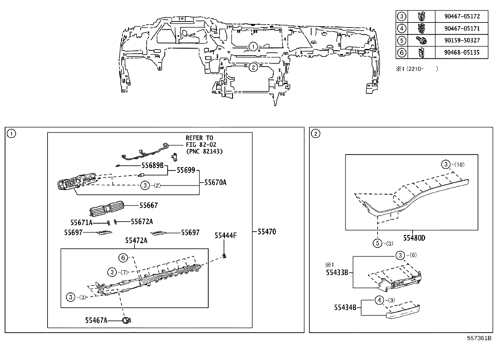 55054-50140 STOPPER SUB-ASSY, GLOVE COMPARTMENT DOOR product image