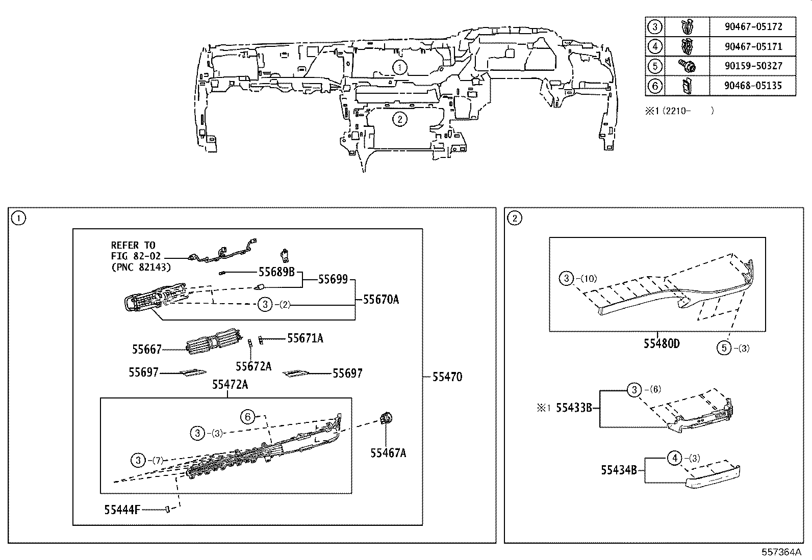 55054-50140 STOPPER SUB-ASSY, GLOVE COMPARTMENT DOOR product image