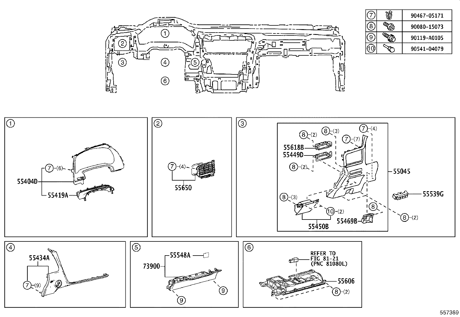 55403-0E080-C0 PANEL SUB-ASSY, INSTRUMENT PANEL FINISH product image