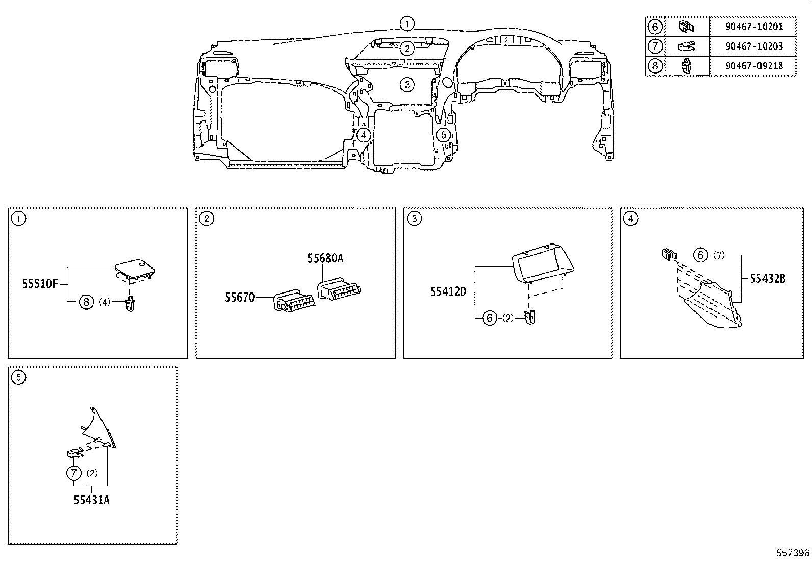 55054-48050 STOPPER SUB-ASSY, GLOVE COMPARTMENT DOOR product image
