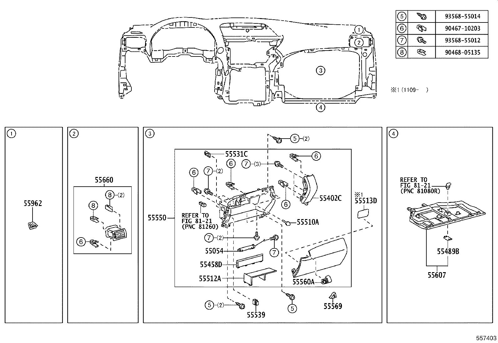 55054-48050 STOPPER SUB-ASSY, GLOVE COMPARTMENT DOOR product image