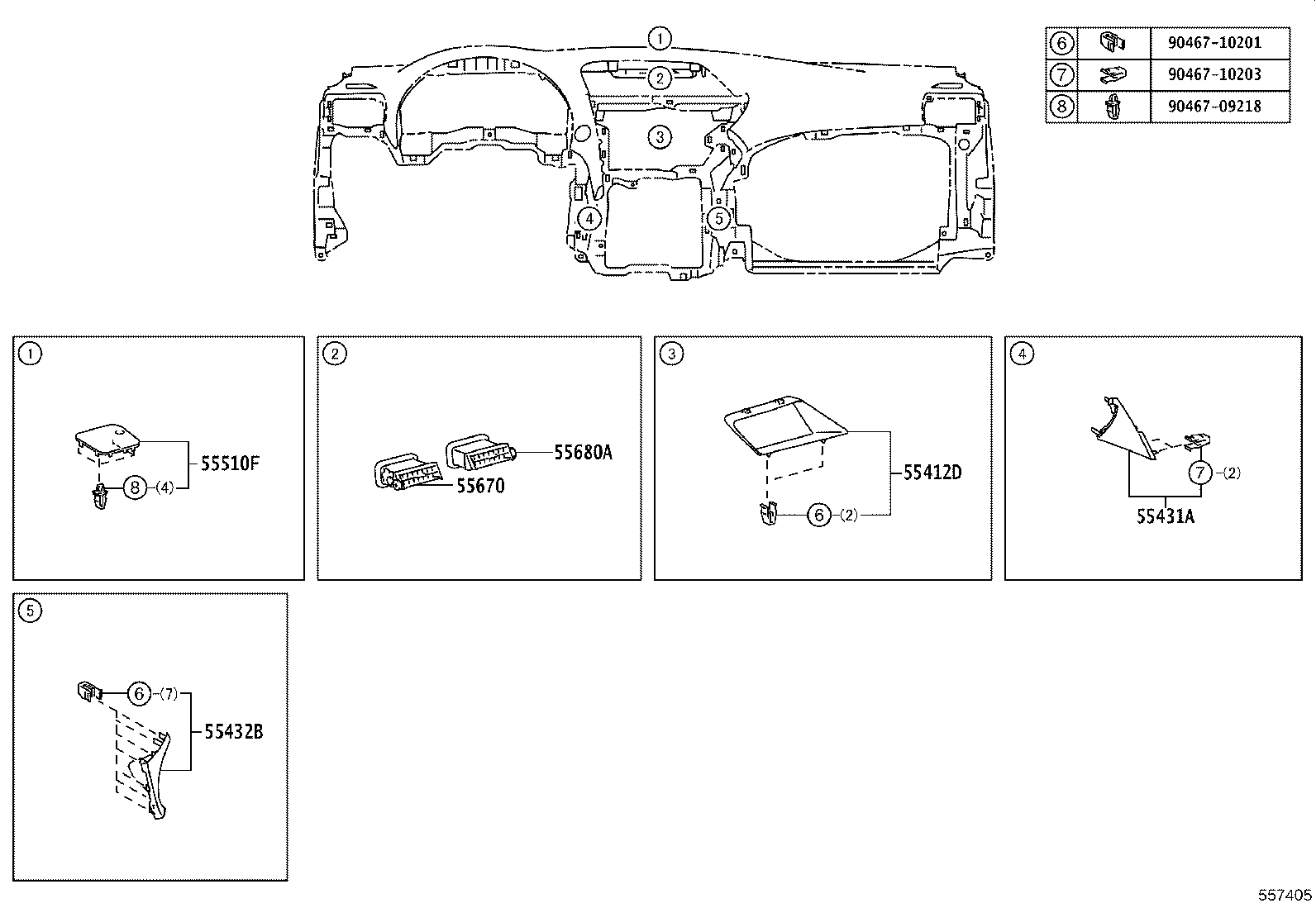 55054-48050 STOPPER SUB-ASSY, GLOVE COMPARTMENT DOOR product image