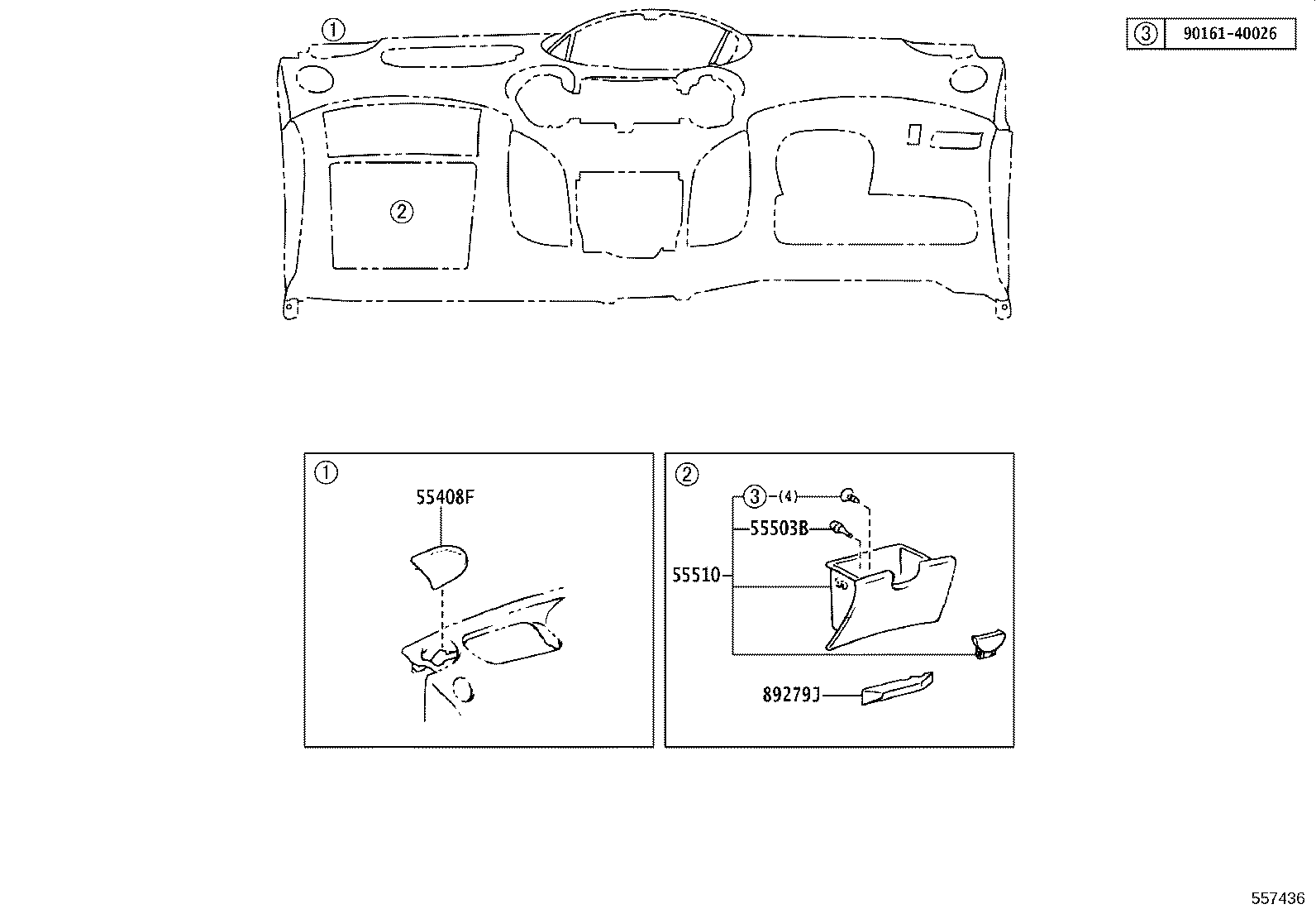 55054-52010 STOPPER SUB-ASSY, GLOVE COMPARTMENT DOOR product image