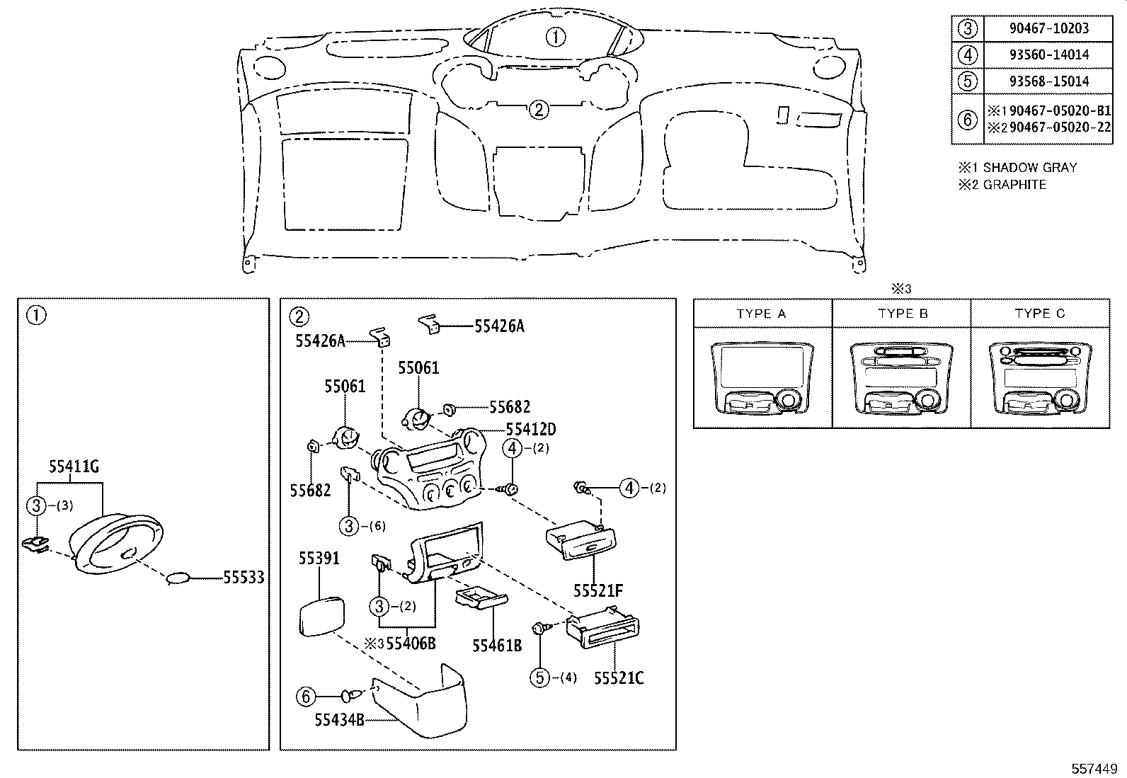 55306-52011 BRACE SUB-ASSY, INSTRUMENT PANEL, NO.1 product image