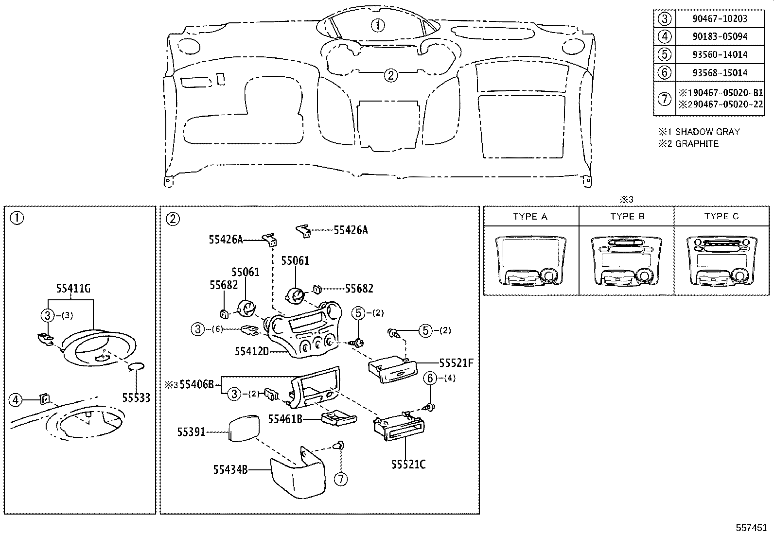 55306-52011 BRACE SUB-ASSY, INSTRUMENT PANEL, NO.1 product image