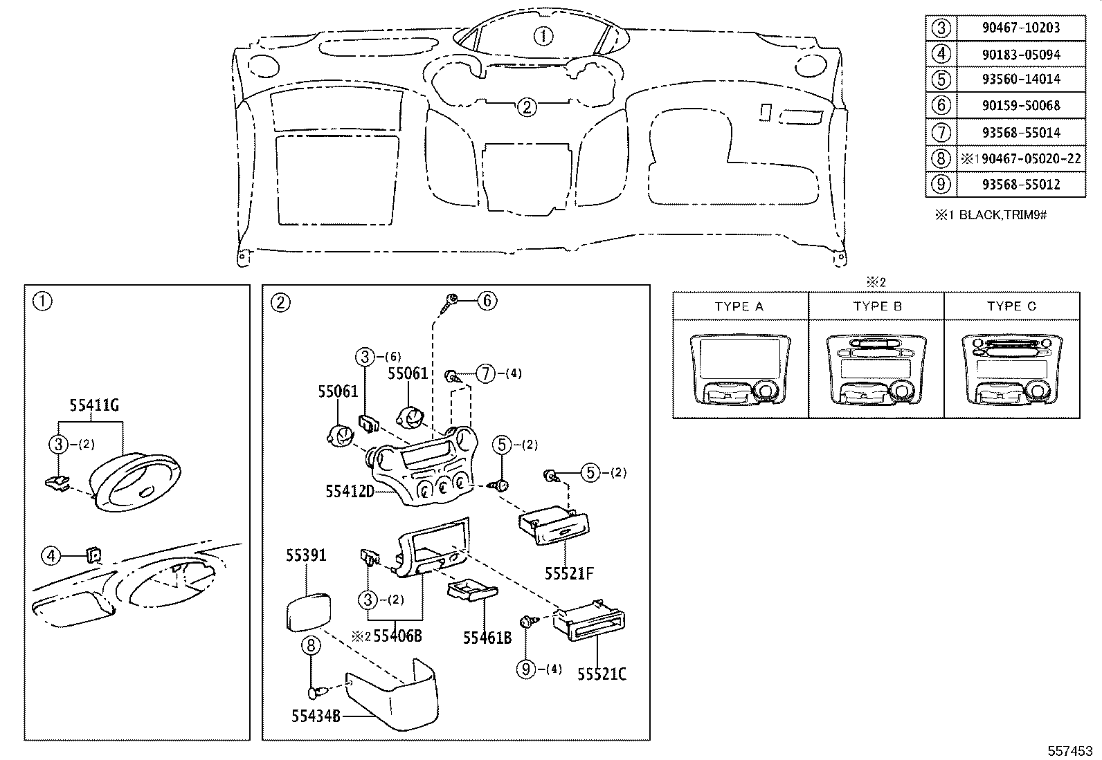 55306-52011 BRACE SUB-ASSY, INSTRUMENT PANEL, NO.1 product image
