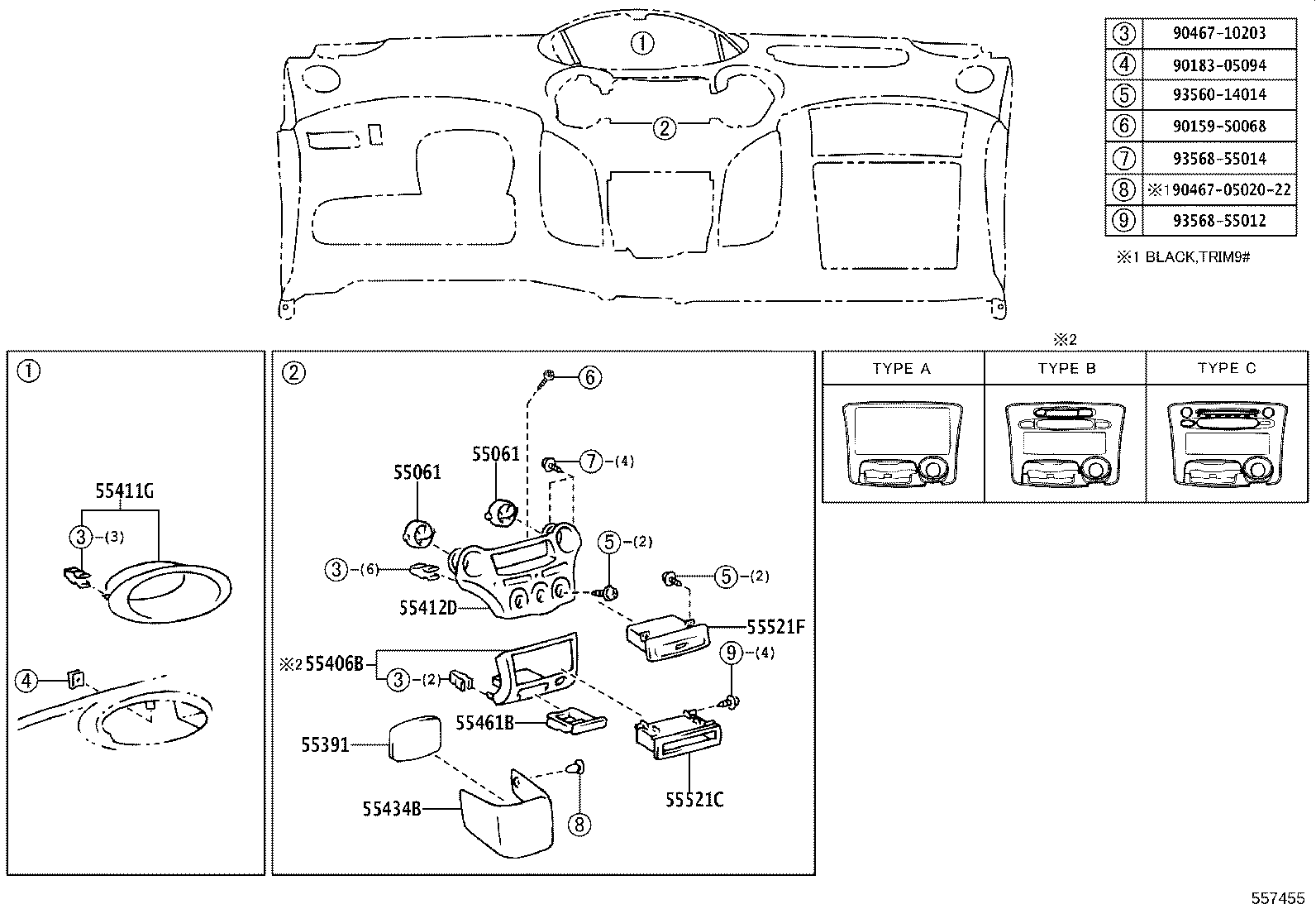 55306-52011 BRACE SUB-ASSY, INSTRUMENT PANEL, NO.1 product image