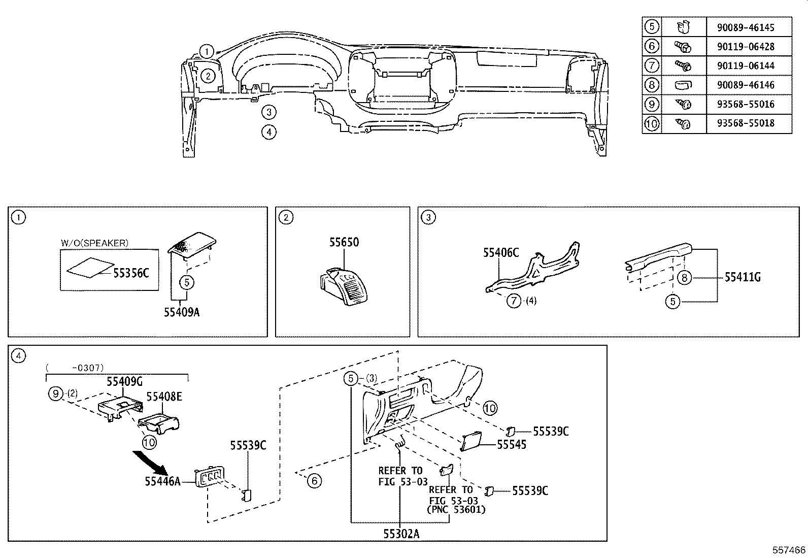 55302-YC050-E0 PANEL SUB-ASSY, INSTRUMENT, UPPER product image