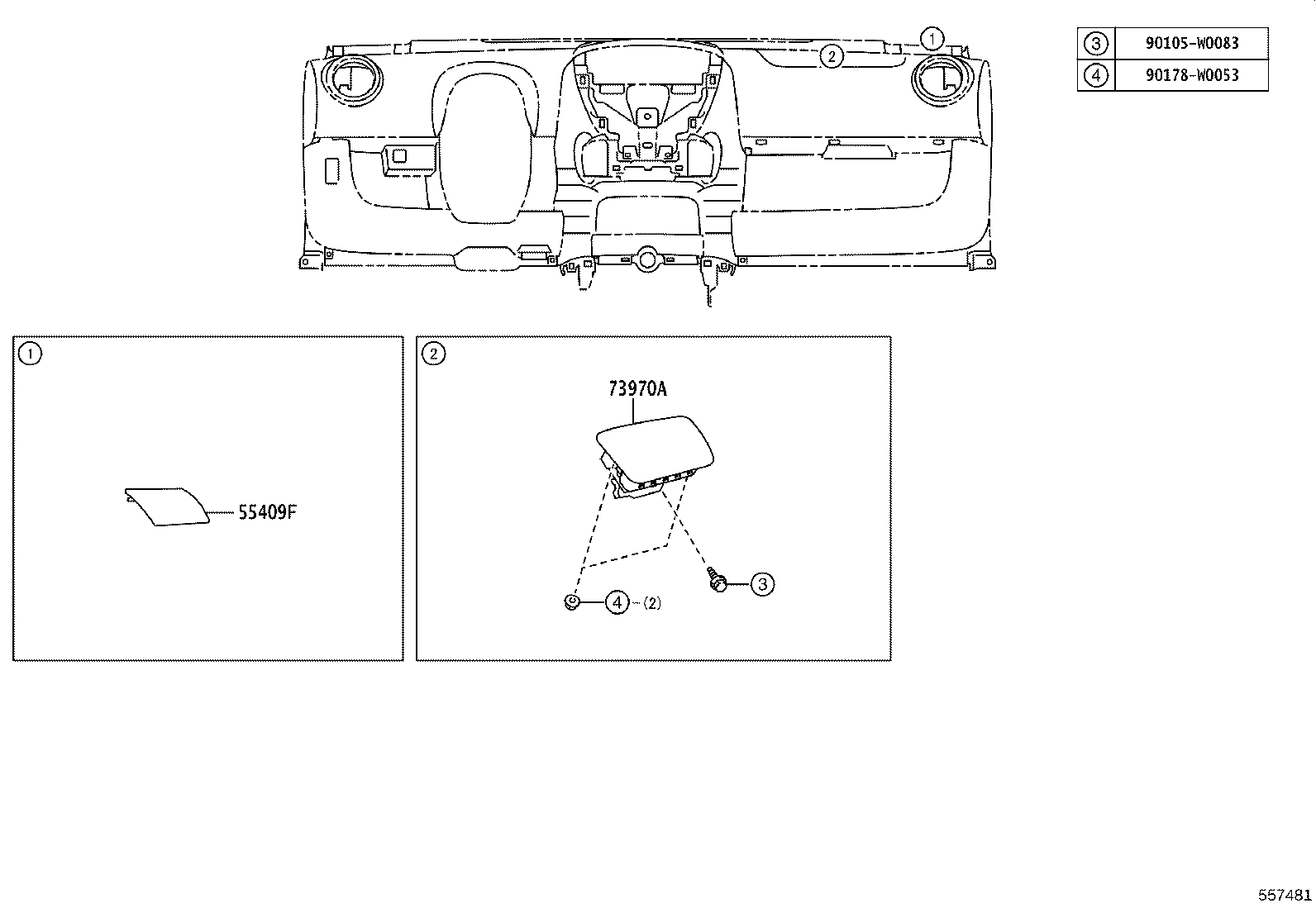 55306-0H020 BRACE SUB-ASSY, INSTRUMENT PANEL, NO.1 product image