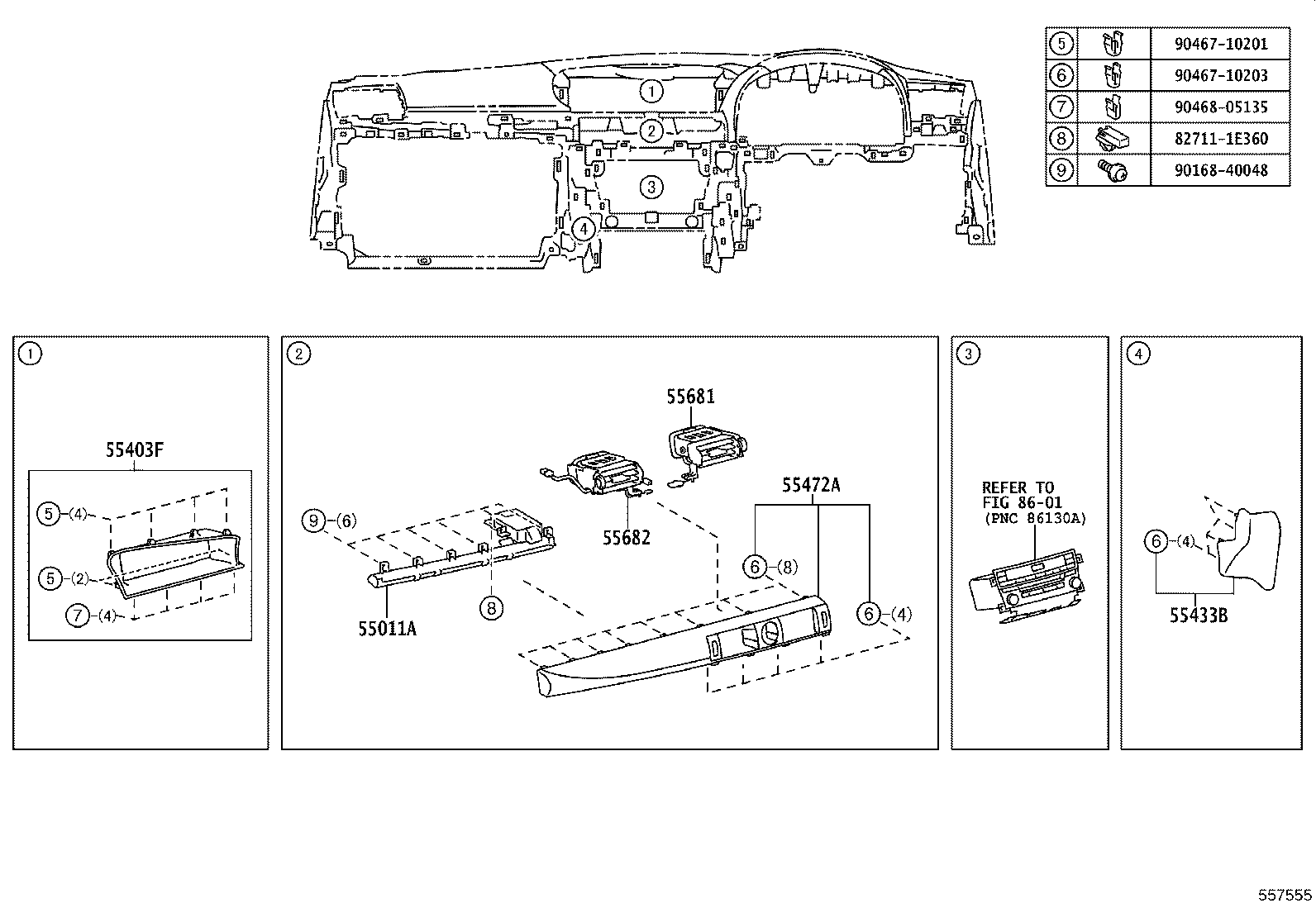 55012-50130 GARNISH SUB-ASSY, INSTRUMENT PANEL, NO.2 product image