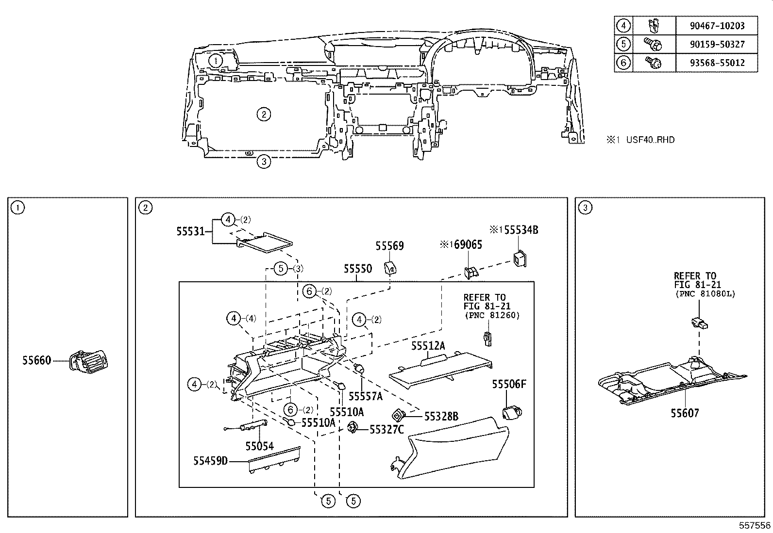 55012-50130 GARNISH SUB-ASSY, INSTRUMENT PANEL, NO.2 product image