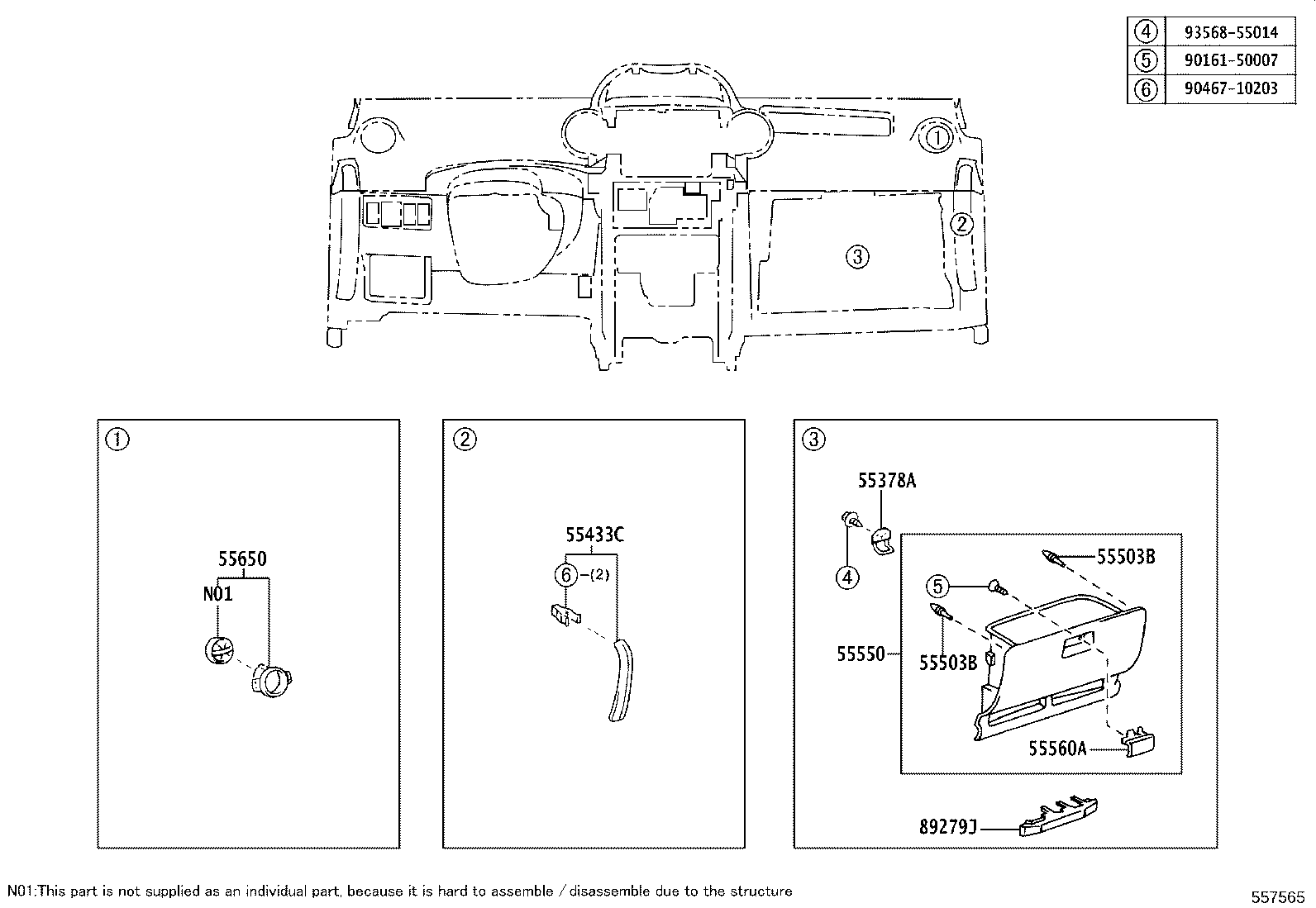55306-52121 BRACE SUB-ASSY, INSTRUMENT PANEL, NO.1 product image
