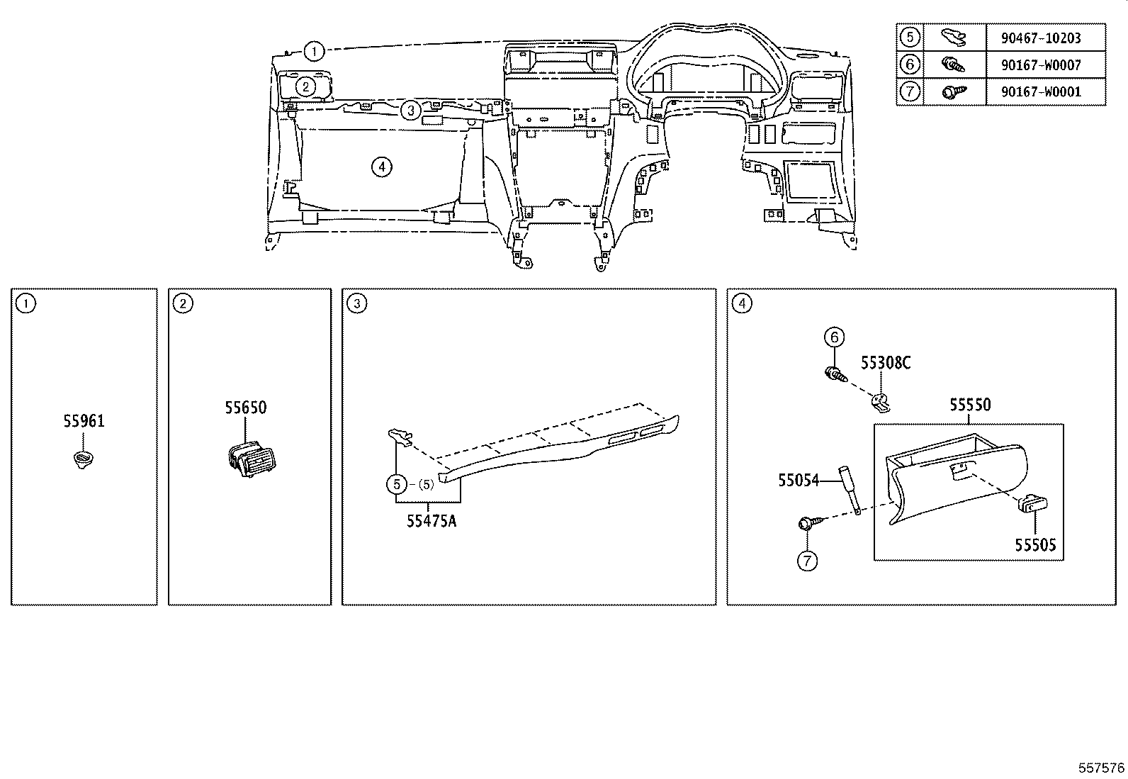 55306-05080 BRACE SUB-ASSY, INSTRUMENT PANEL, NO.1 product image